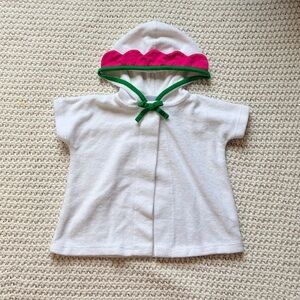 Florence Eiseman 9M Girls Terry Towel Robe In White With Pink And Green Detail